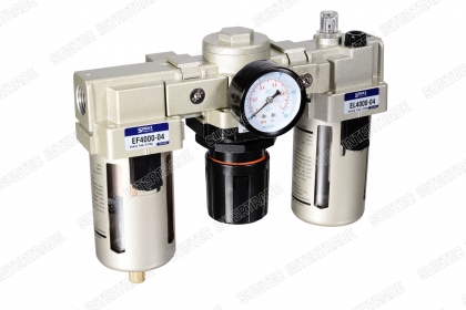 E Series Air Source Treatment Unit (  F+R+L Combination Set ) Three Units ชุดกรองลม ชนิด 3 ตัวชุด รุ่น EC SERVICE UNIT FILTER REGULATOR F.R.L. ชุดกรองลม ปรับคุณภาพลม
